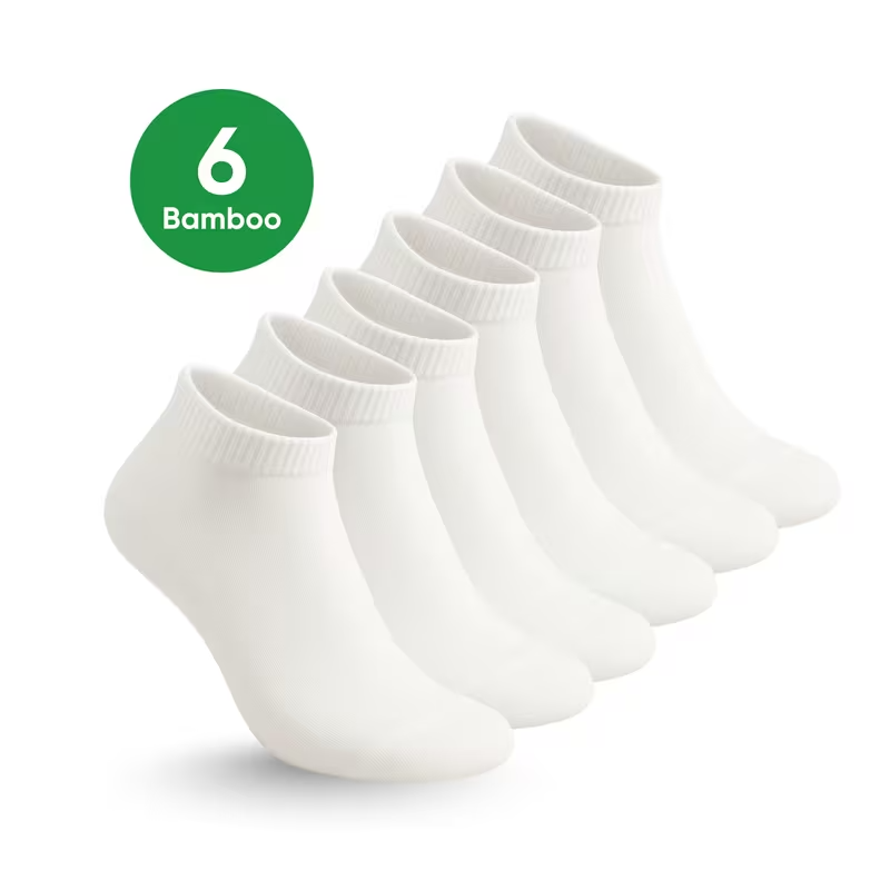6 / 12 Pack Ladies Bamboo Trainer Socks – Black or White