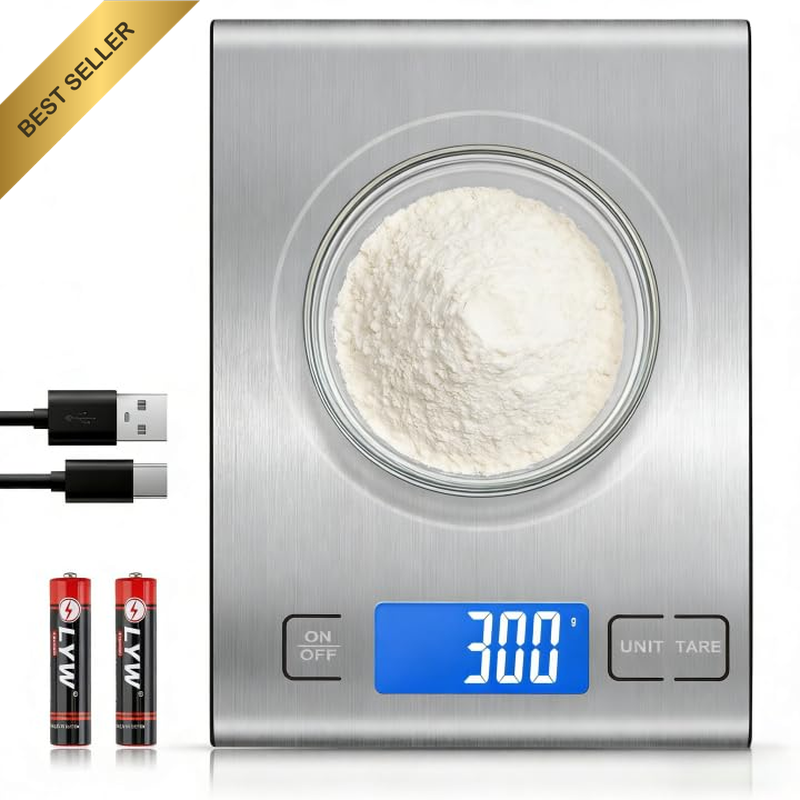 Digital Rechargeable Kitchen Scales, [1G/15Kg]  Food Weighing Scales with Large