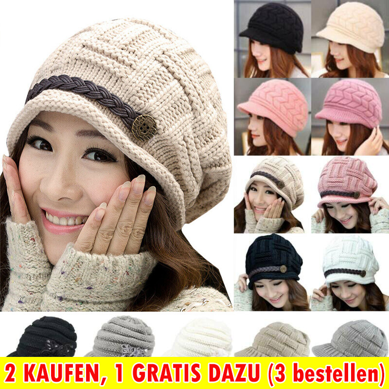 Strickmütze Ballonmütze Schirmmütze Damen Herren Warmer Skimütze Wintermützen