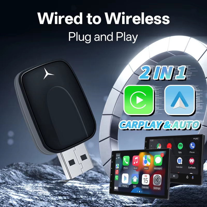 2in1 Wired to Wireless Carplay Adapter Android Auto Smart Dongle Plug Play For A