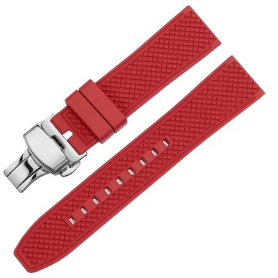 High Quality FKM Rubber Smart Watch Strap Watch Band  18-22mm Deployment Buckle