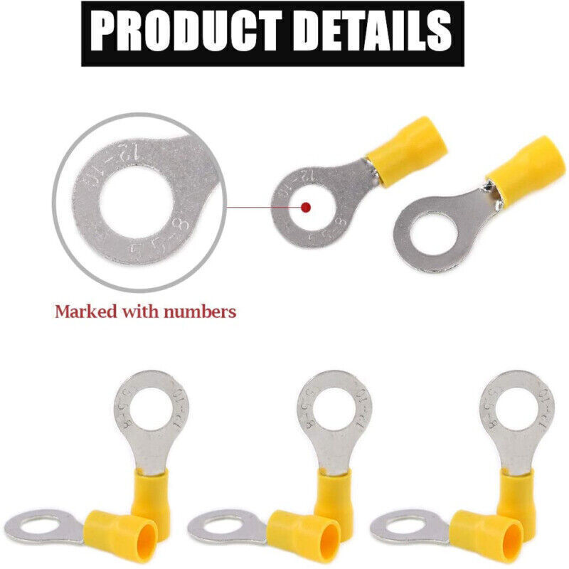 50-200PCS Insulated Ring Electrical Wire Connectors Splice Spade Crimp Terminals