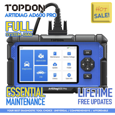 2025 TOPDON AD600 PRO Full System Scanner Engine ABS SRS AT SAS Diagnostic Tool
