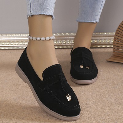 Women Loafer Shoes Casual Faux Suede Running Dress Walking Travel Shoes Flats