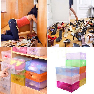Lot 20 Candy Color Plastic Shoe Boxes Stackable Shoes Box Drawer