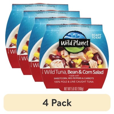 (4 pack) Wild Planet Ready to Eat Tuna Bean & Corn Salad Bowl