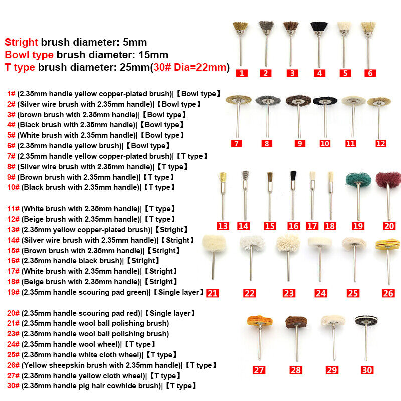 Polishing Brush Wire Brush Mix Brush Rust Cleaning Rotary Tool Accessories 1~30#