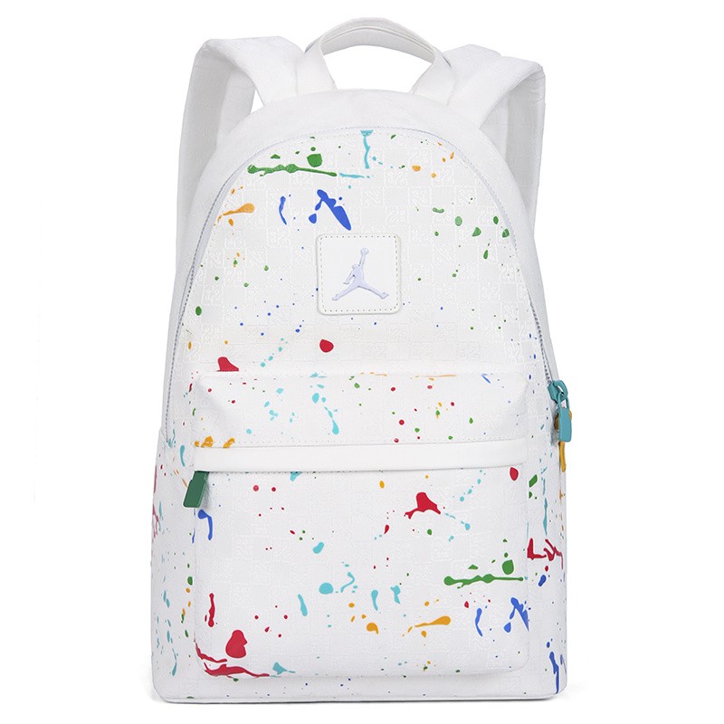 Jordan Backpack Paint Splatter School Laptop Travel Bag White 24L New
