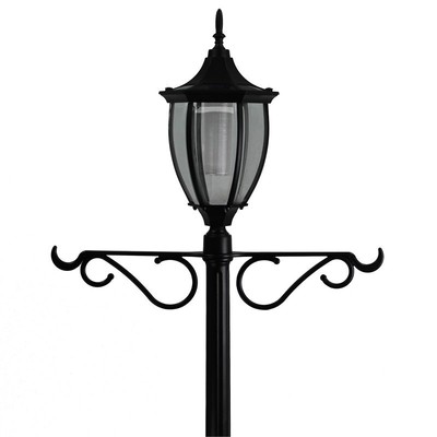 Sun-Ray Crestmont Solar Lamp Post and Planter with Hanger in Black