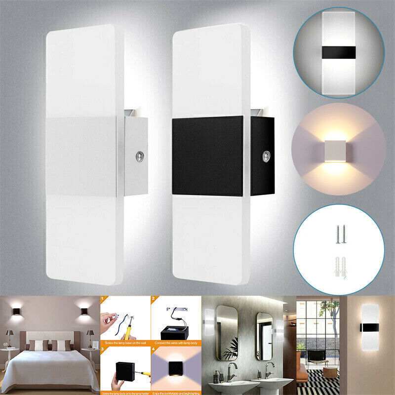 1-6PK Modern LED Wall Light Up Down Lamp Sconce Spot Lighting Bedroom Fixture US