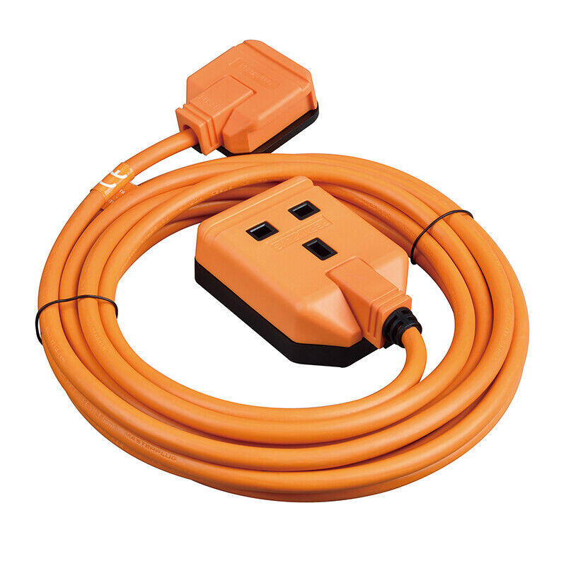 Masterplug Outdoor Heavy Duty 5m 10m Orange Extension Cable Lead 1 Gang 13 Amp 