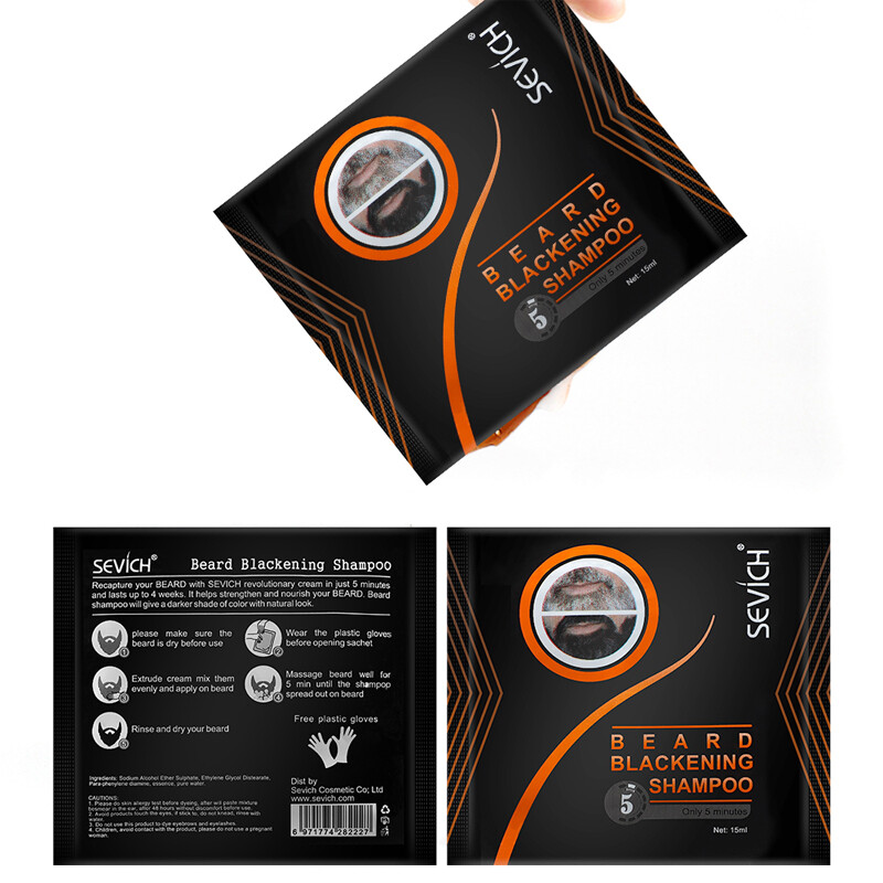 10pcs Mens Beard Dye Black Shampoo Instant Blackening Beard Mustache Tint Cream