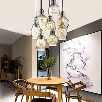 Black Bird Cage Chandeliers Cluster 8-Light Pendant Ceiling Hanging Lamps