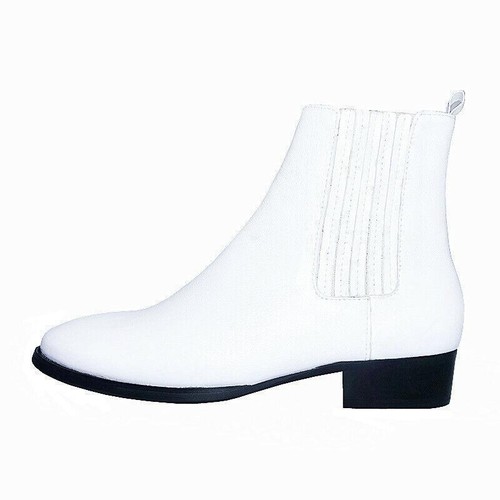 white leather dress boots Mens Heeled Women's Stand Corrected Ivory Faux
