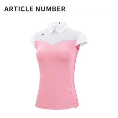 PGM Women Summer Patchwork Tops Lady Short-Sleeved Golf T-shirt Lapel Slim Shirt