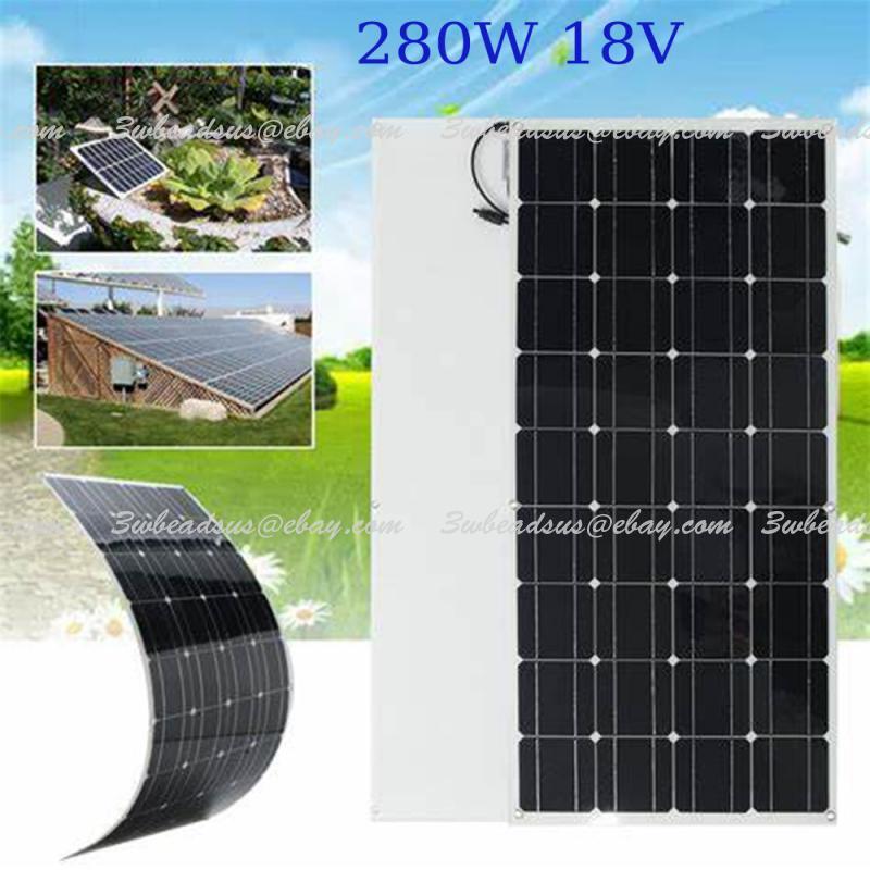 Hot Flexible 280W Watt 18V Volt Solar Panel Car Boat RV Home Rooftop Camping