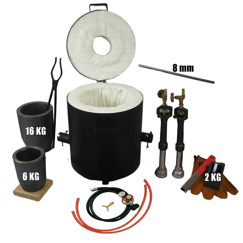 16 KG Gas Metal Melting Furnace Propane Deluxe Kit  with Crucibles Molds Casting