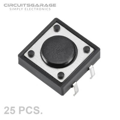 25 X 12x12x4.3mm Through Hole Momentary Tactile NO SPST Push Button Switch DIP4