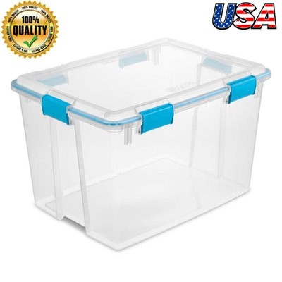 80-Quart Plastic Storage Bin Large Stackable Clear Home Organize W/ Snap Lid New
