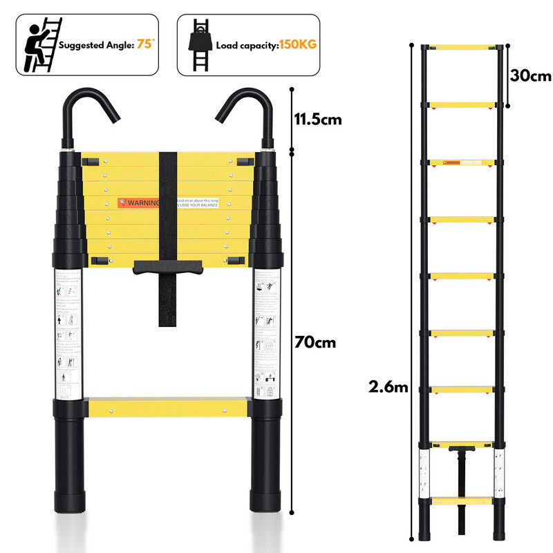 Teleskopleiter Alu Belastbarkeit Stabil Haken Klappleiter Stehleiter