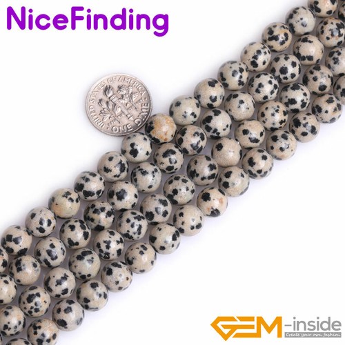 Dalmation Jasper Round Natural Beads For Jewelry Making Strand 15