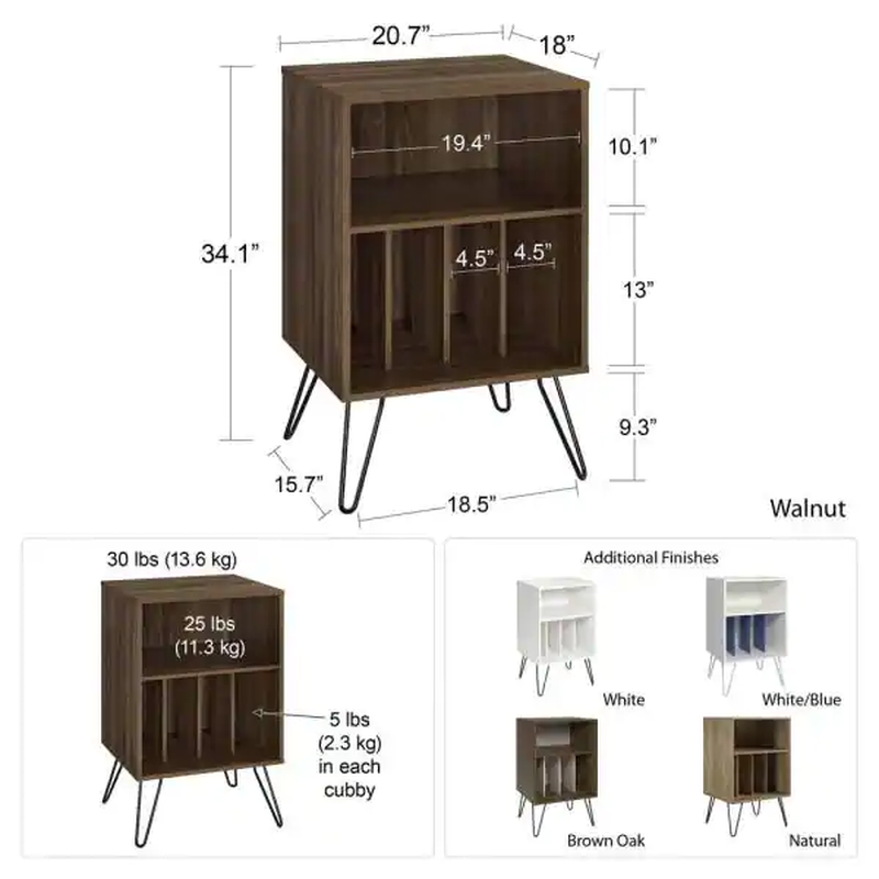 Record Player Table Vinyl Disc Album Storage Turntable Stand LP Retro Shelves