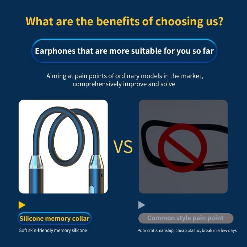 New Bluetooth Neckband Wireless Headphones Mic Headset Stereo Earbuds Earphone