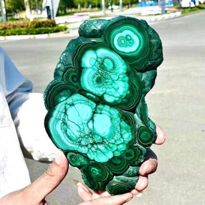 2.51LB Natural malachite slice quartz crystal luster mineral specimen