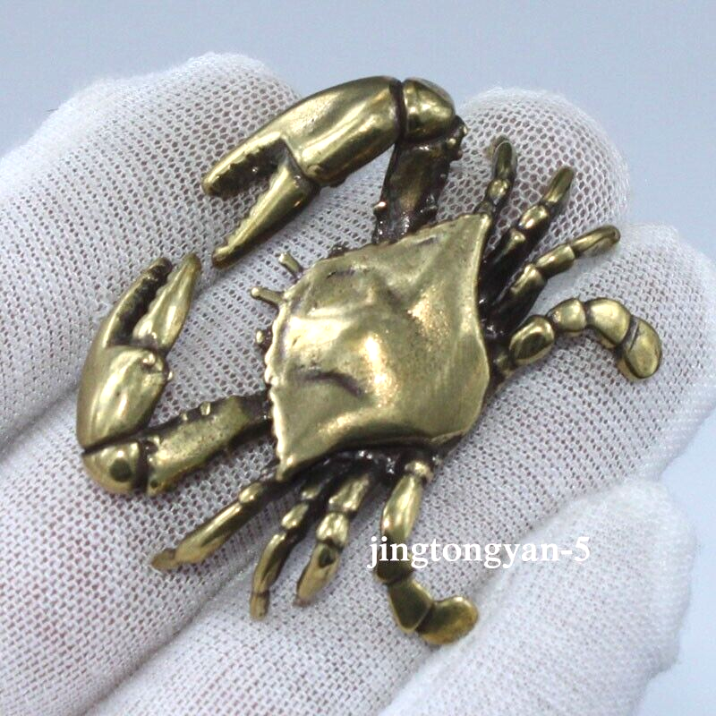 Brass Crab Figurine Statue Home Office Table Decoration Animal Figurines Toys