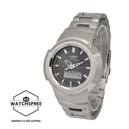Pre-owned Casio G-shock Aw-500 Analog-digital Silver Stainless Steel Band Watch Awm500d-1a