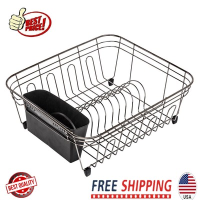 14.24 '' X 5.36 '' Small Wire Dish Drying Rack Plates Glasses W/ 8 Separate Slot