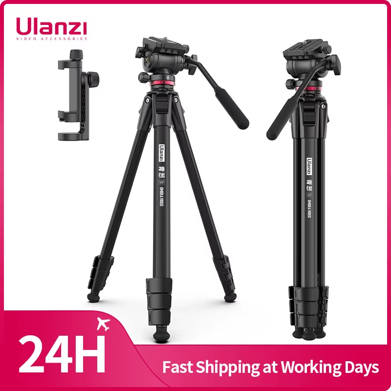 VIDEO Travel Tripod With Fluid Drag Pan Ball Head Metal Outdoor Smartphone DSLR