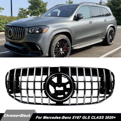 GLS63S AMG Style For Benz X167 GLS450 GLS580 2020-22 Chrome+Black Front Grille