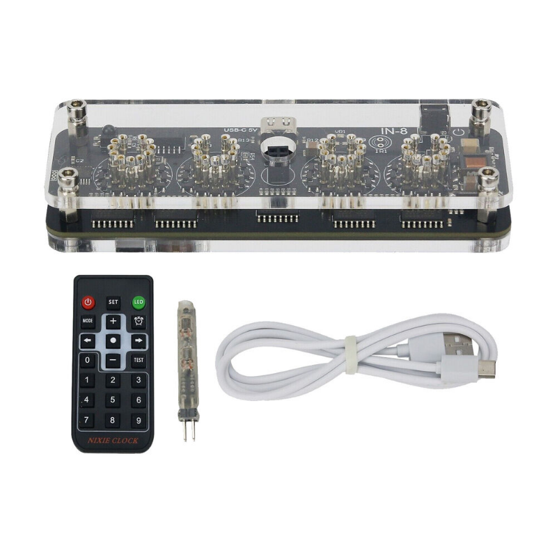 IN-8 4-Digit Nixie Tube Desktop Clock Advance w/ LED Backlight Remote Control