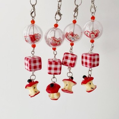 Kawaii Fruit Apple Mobile Phone Charm Lanyard Cute Funny DIY Backpack Pendant