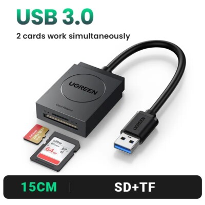 UGREEN Card Reader 4-in-1 USB3.0/USB-C SD Micro SD TF CF Adapter For Laptop PC