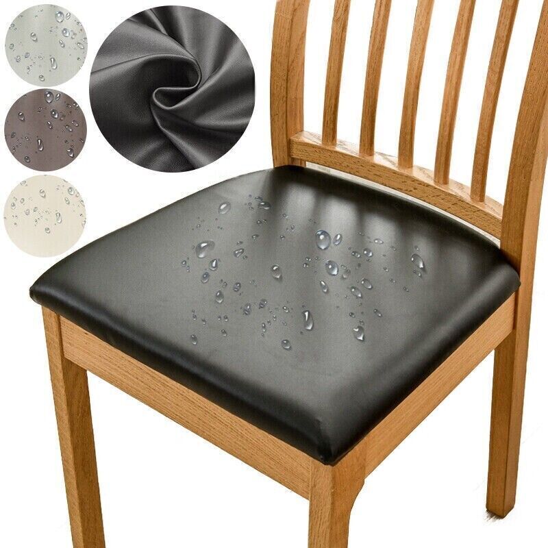 Covers Cushion Seat Slipcover Pu Leather Stretch Black