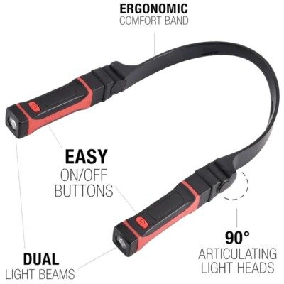 LED Neck Lights Two LED Rechargeable Hands Free Flexible Book Reading Lamps