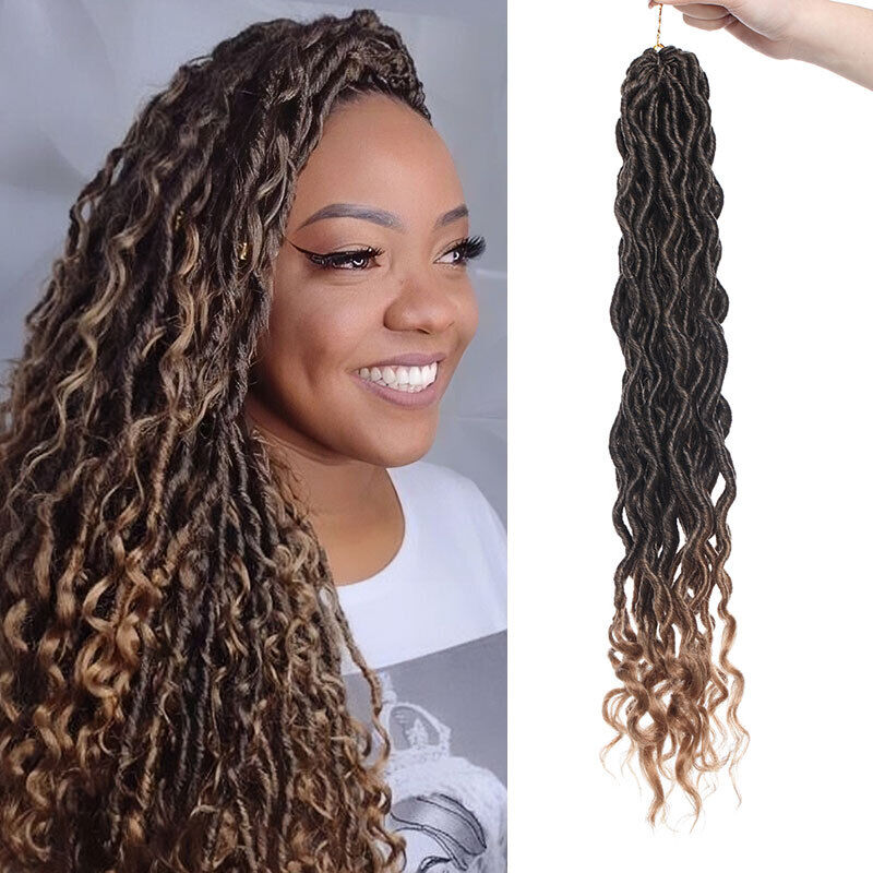  Natural Goddess Faux Locs Curly Ends Crochet Braid Hair Extension Real ...