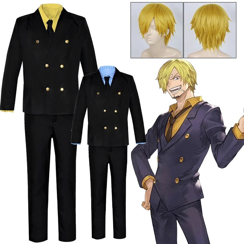 Sanji Cosplay Costume Anime Vinsmokefamily Sanji Cosplay Uniform Wig Suit Hallow