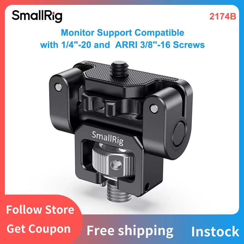 SmallRig Monitor Support Compatible with 1/4"-20 & ARRI 3/8''-16 Screws Swivel a