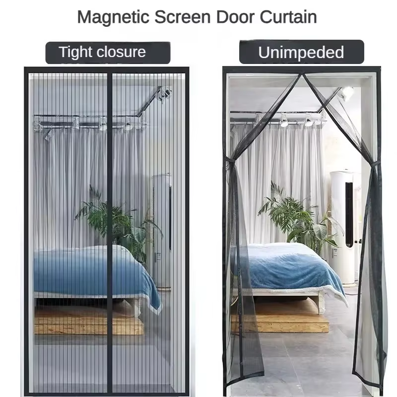 Window Mosquito Curtain, Gauze Window Screen, Automatic Door Lock,