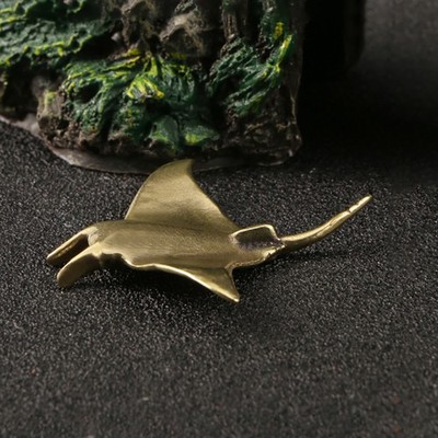 Brass Devil Fish Small Ornament  Manta Ray Animal Tea Pet Home Desk Decor