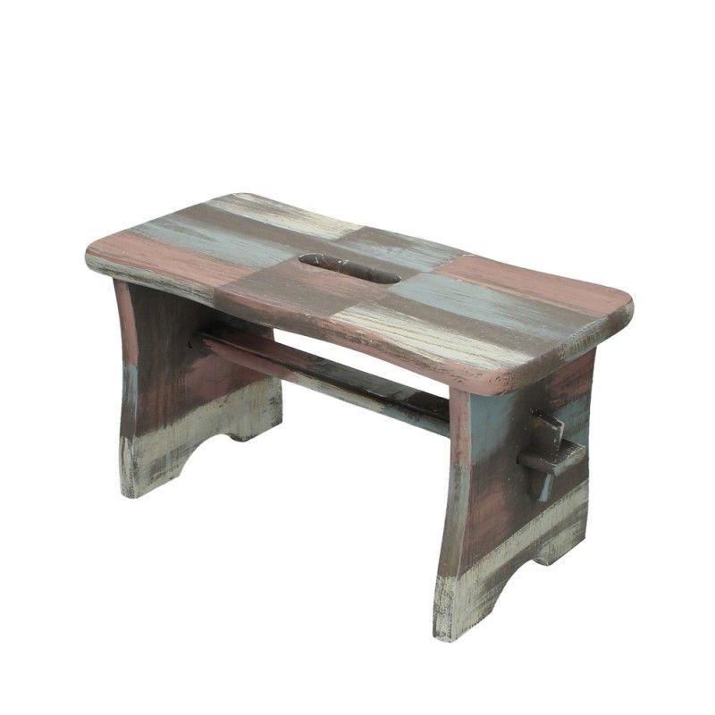 Goa-Stil Fußbank 39x21x18 cm Bänkchen Fußbank Bank Tritt Fußtritt Handarbeit