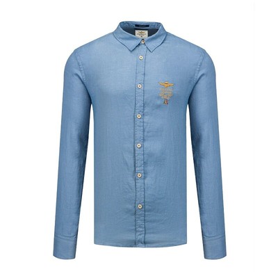 

Мужские рубашки Aeronautica Militare CA1224 Blue Linen E2023, Light blue