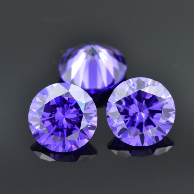 500pcs 0.7～20mm Round Cut Violet Loose cubic zirconia 5A CZ stone Birthstone