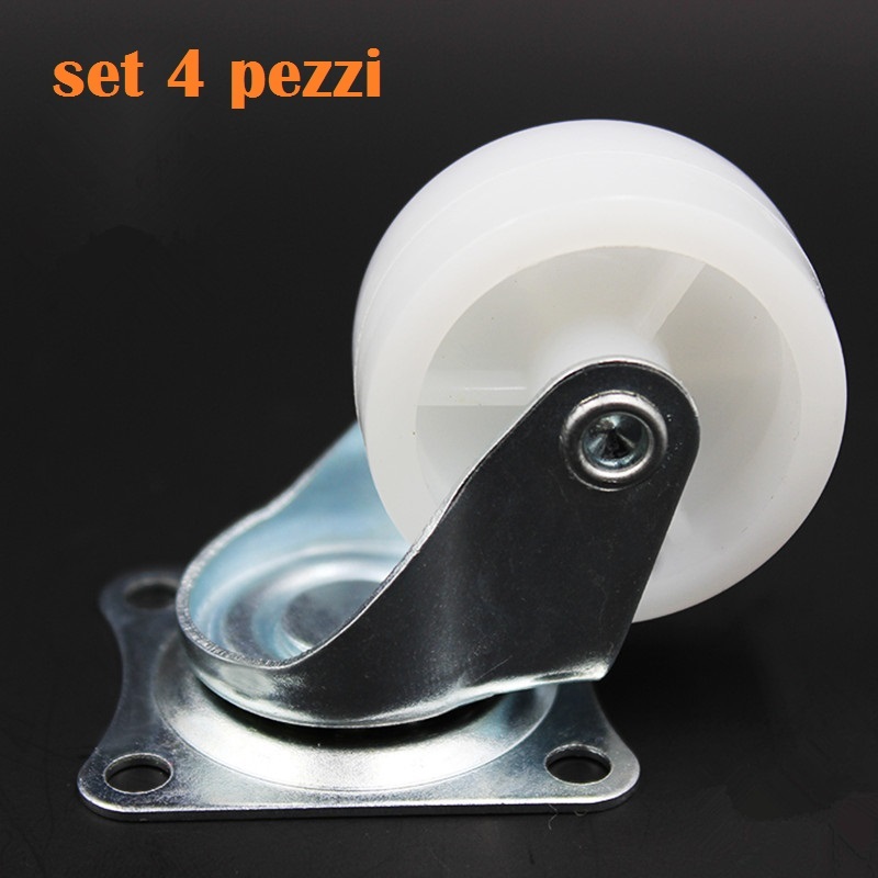 Set 4 Ruota Gomma Ricambio Rotella Per Carrello Mobili Staffa Girevole Nylon dfh