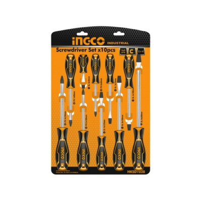 SERIE SET 10 CACCIAVITI GIRAVITI LAMA IN CROMO VANADIO E TESTA MAGNETICA INGCO