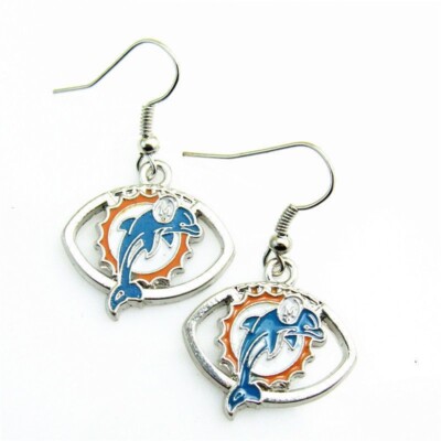 miami dolphins dangle earrings