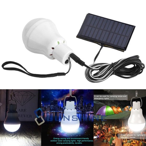 LED Solar Panel Kit Bulb Camping Lamp Portable Outdoor Garden Light In/Outdoor